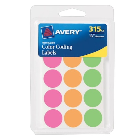 Avery Round Assorted Color Coding Label 1 pk 6733